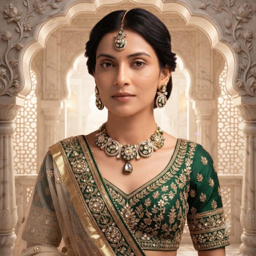 Kundan Meenakari Bridal Trio Set