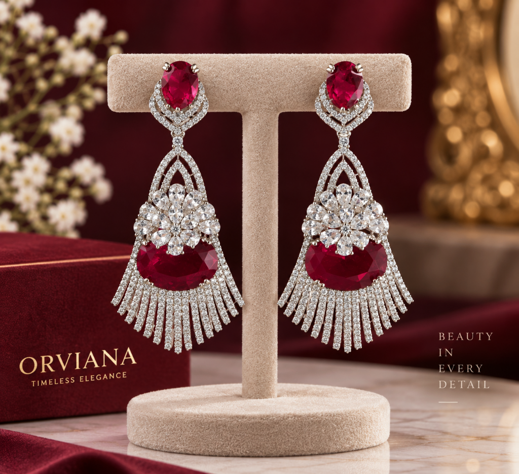 Royal Ruby Cascade Earing