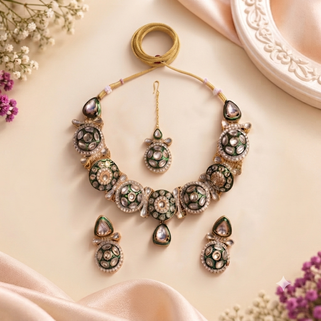 Kundan Meenakari Bridal Trio Set