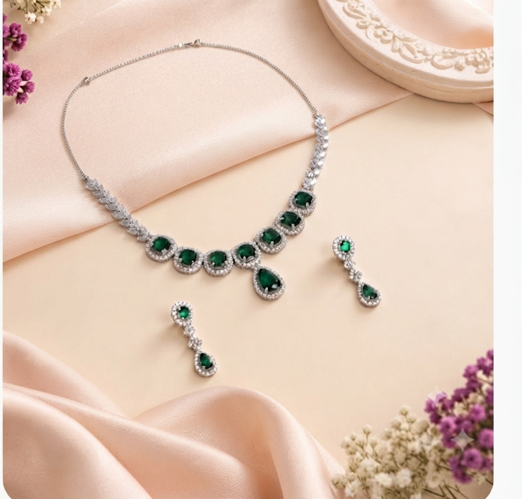 Emerald Whisper Halo Set