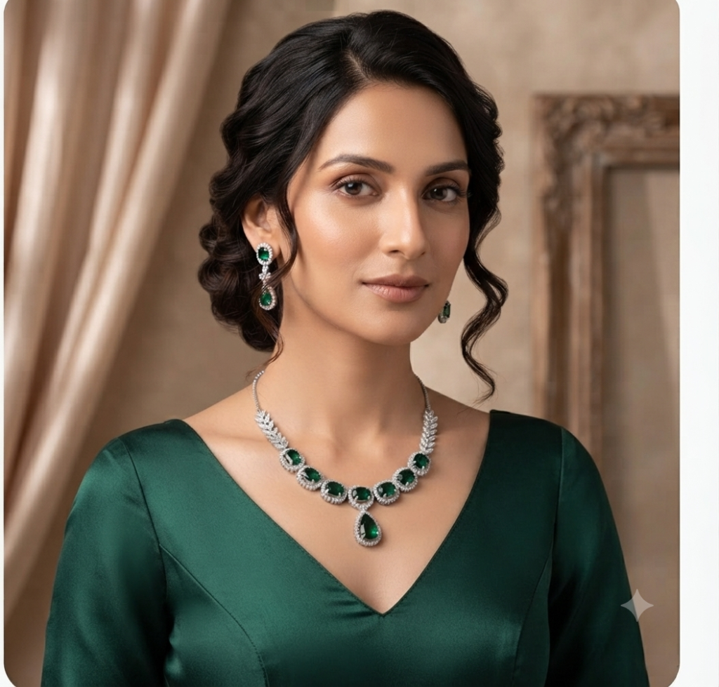 Emerald Whisper Halo Set