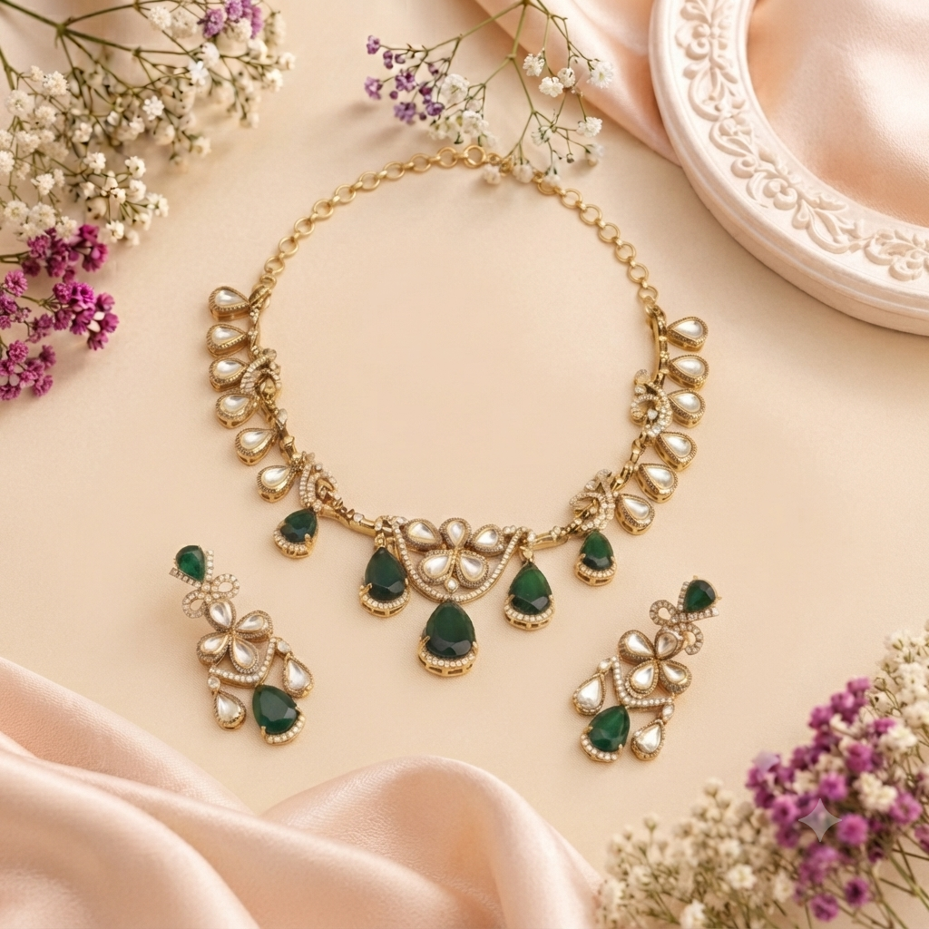Kundan Emerald Choker Set