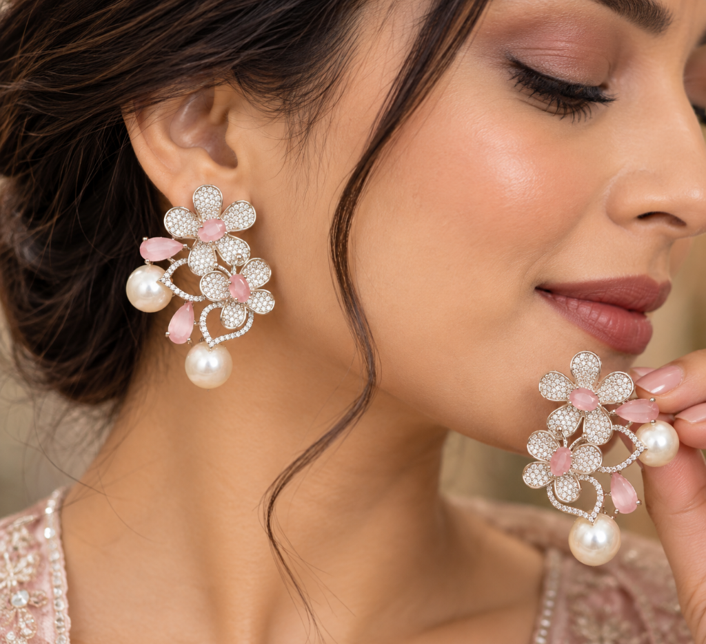 Orviana Blush Bloom Pearl Earrings