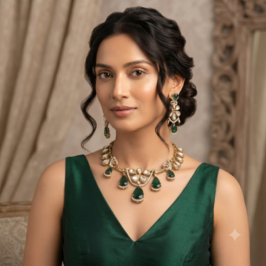 Kundan Emerald Choker Set