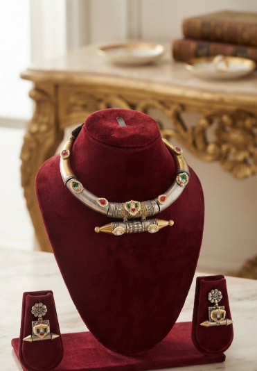 Rajwadi SilverGold Hasli Set